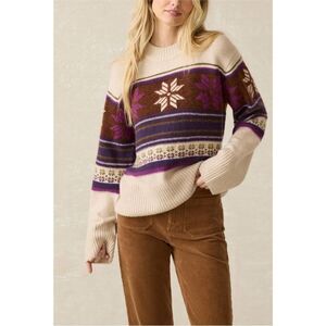 Faherty Women's Snowdrift Sweater Merino Wool Snowflake Fair Isle sz S